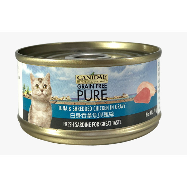 Canidae Grain Free Pure Tuna & Shredded Chicken in gravy 白身吞拿魚與雞絲貓罐頭 70g X24